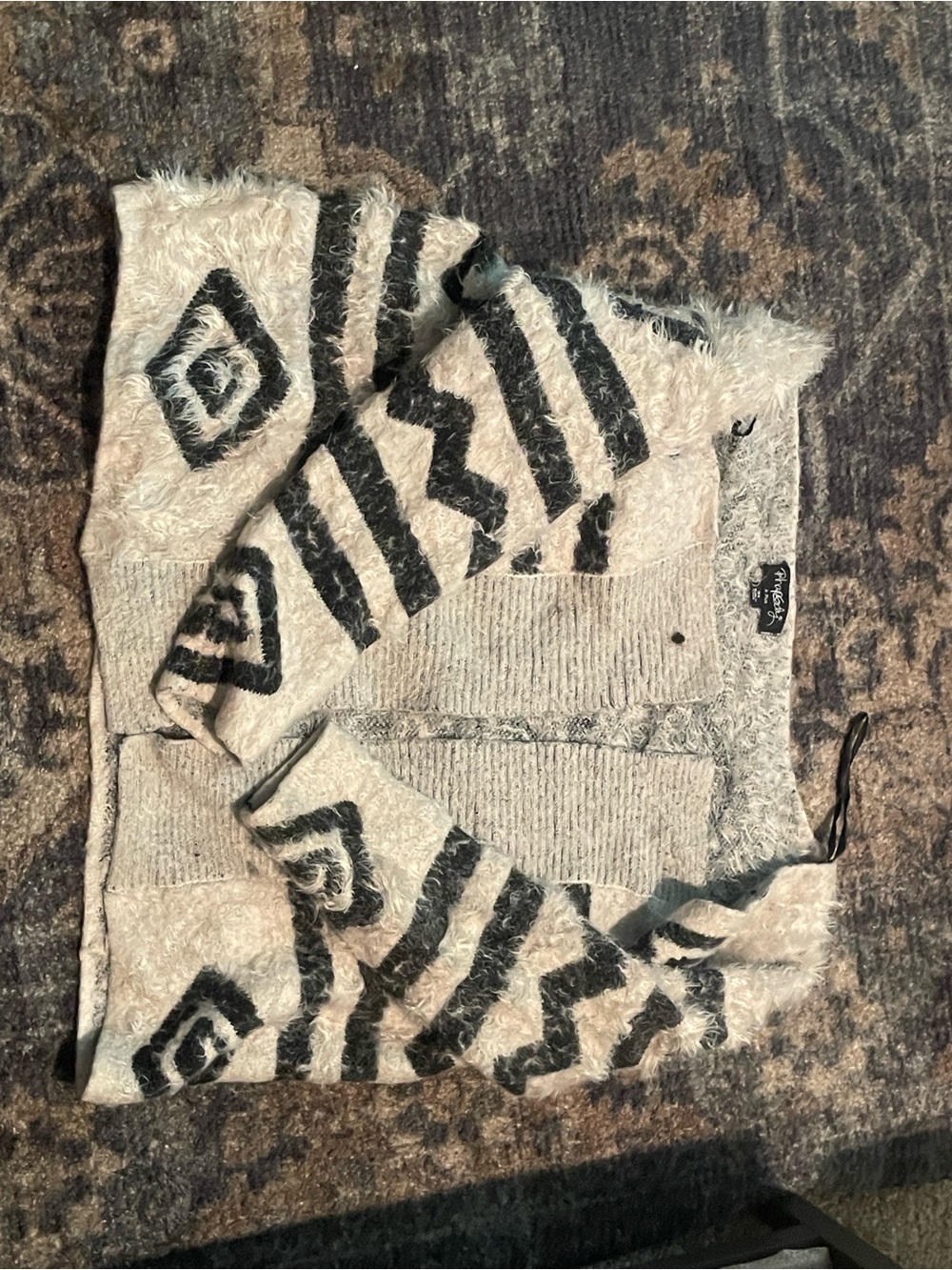 Cozy Fuzzy Aztec Cardigan in Cream and Black